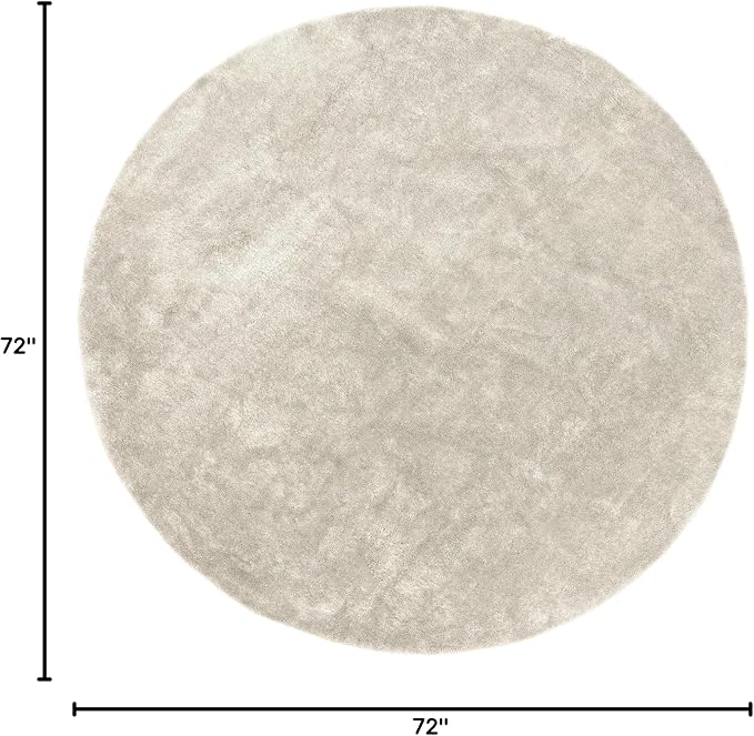 nuLOOM Loni Cream Solid Washable Area Rug, 6' Round