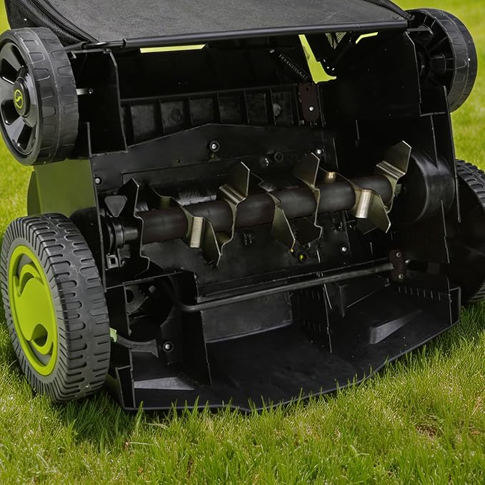 Sun Joe Cordless Scarifier & Dethatcher w/ 5 Depth Positions, 24V-X2-DTS15 | 600W Brushless Motor, 15-Inch Cutting Width - Heavy-Duty Yard Trimmer, Lawn Maintenance