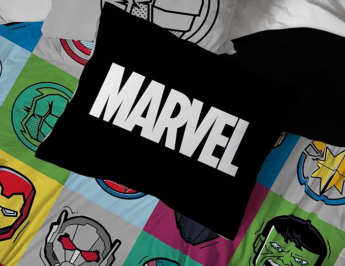 Marvel Avengers Iron Man Twin Comforter Set 5 Piece Kids Bedding, Multi | Hulk Captain America Thor, Bed in a Bag, Comforter Sheets Sham Pillowcase, Soft Microfiber, Machine Washable, Boys Gift