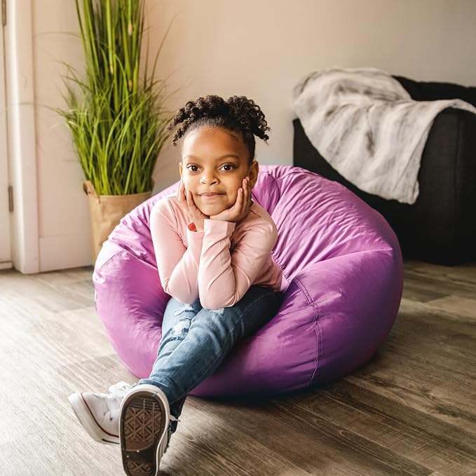 Big Joe Classic Bean Bag Chair for Kids Bedroom and Reading Nook, Easy-Clean Radiant Orchid, Durable Nylon Polyester Blend, 2 feet Refillable | 2 feet, Smartmax Fabric, Polystyrene Bean Filled, Refillable, Nylon Polyester, Safe for Kids Ages 3+, Suppor...