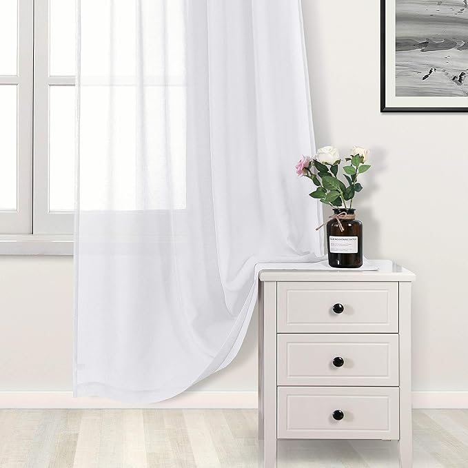 DWCN White Sheer Curtains for Kitchen Windows - Image 3