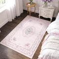 Tribesigns Floral Bow 3x5 Pink Rug for Girls Bedroom, Soft Rose Medallion Washable Nursery Living Room Area Rug, Non-Slip Low Pile Boho Floral Carpet for Dorm Kids Playroom, Pink/3x5