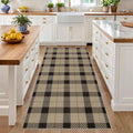 JTJ Easy Jute Kitchen Runner Rug 3x6, Washable Indoor Outdoor Farmhouse Plaid Runner, Non Slip Entryway Rug for Laundry Room, Hallway and Front Porch