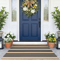 KOZYFLY Striped Rug 2.3x3.6 ft Front Door Mat Brown and Black Cotton Woven Washable Indoor Outdoor Rug for Entryway Porch Kitchen Patio Decor Small Area Rugs