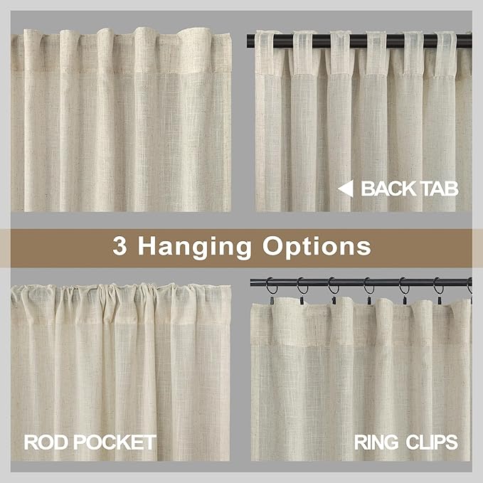 Pitalk Linen Sheer Drape 104 Inch Curtains - Image 5