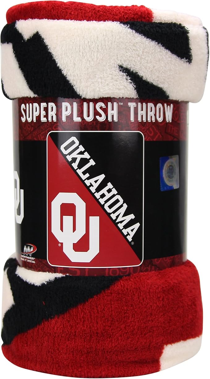 Northwest The Company NCAA Oklahoma Sooners Micro Raschel Throw Blanket, 46" x 60", Halftone