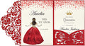 DORIS HOME Laser Cut Quinceanera Invitation Pockets, Red, 5"x7" | 50pcs, With Envelopes, For Birthday, Miss 15, Sweet 16, No Inserts Included