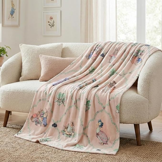 Peter Rabbit & Friends Book Spring Kids Bedding Super Soft Cozy Throw, 46 in x 60 in, (Officially Licensed Product) by Franco
