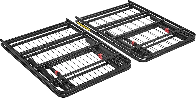 Amazon Basics Foldable Metal Platform Bed Frame with Storage, Sturdy Steel, No Box Spring Needed, 18 Inches High, Tool-Free Easy Assembly, Noise-Free, Queen Size, Black
