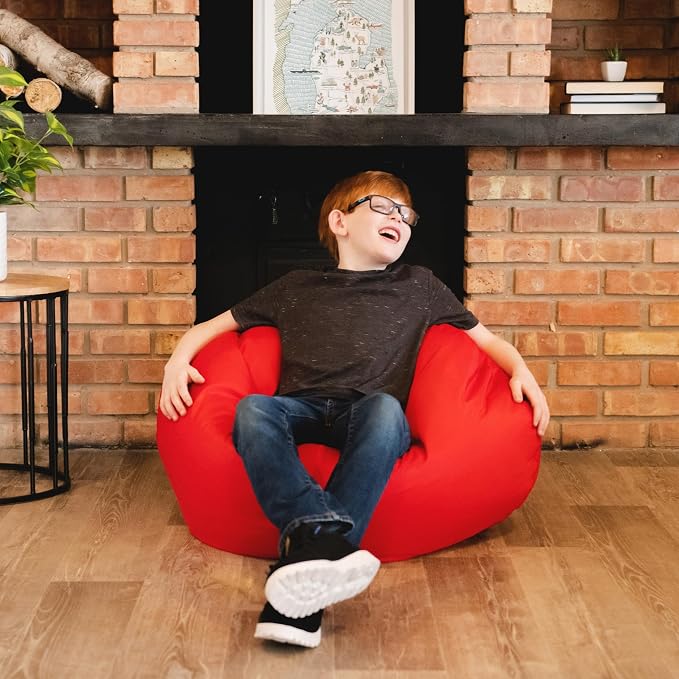 Big Joe Classic Bean Bag Chair for Kids Bedroom and Reading Nook, Easy-Clean Red, Durable Nylon Polyester Blend, 2 feet Refillable | 2 feet, Smartmax Fabric, Polystyrene Bean Filled, Refillable, Nylon Polyester, Safe for Kids Ages 3+, Supports Up to 25...