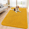 Smiry Dog Door Mat for Muddy Paws 59x32, Absorbent Dirt Trapper, Non-Slip Washable Chenille Entryway Rug for Inside Floor, Golden Yellow, Classic Solid
