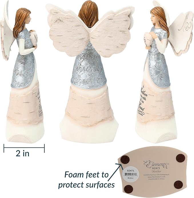 Pavilion-Mother - 8" Angel Holding a Heart,Beige