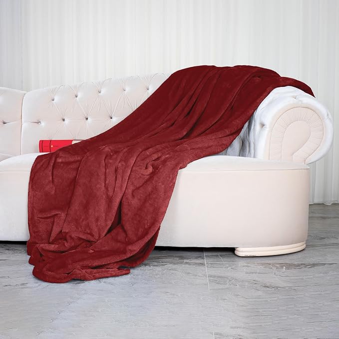 Elegant Comfort Luxury Velvety Softness Fuzzy Plush Micro-Velour Ultra-Soft Blanket , King/California King, Burgundy