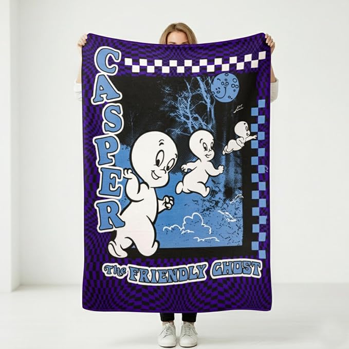 Silver Buffalo Casper the Friendly Ghost, Fleece Throw Blanket, 45x60in | Checkerprint, Soft and Cozy, 180 GSM