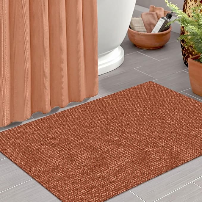 IOHOUZE Small Area Rug 2x3 Washable Woven Rugs for Entryway Non Slip Rubber Backed Front Door Rugs Indoor Doormat Throw Rug Floor Carpet for Entrance Kitchen, Burnt Orange/Tan