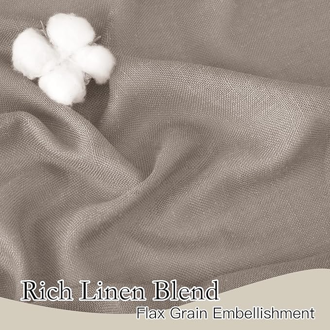 RYB HOME Linen Textured Curtains Semi Sheer Window Curtains Light Filtering - Image 4