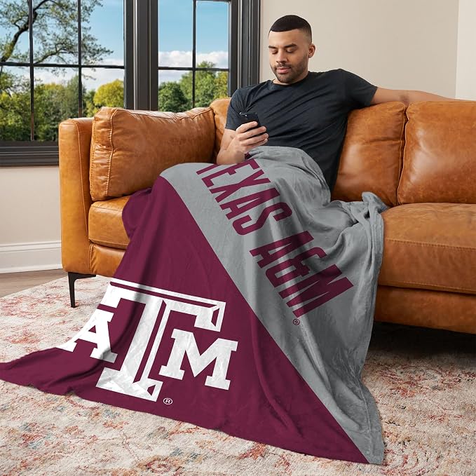 Northwest NCAA Silk Touch Throw Blanket, Ultra Soft Plush Polyester, Lightweight Warm Decorative Fan Gift, 46 x 60 in