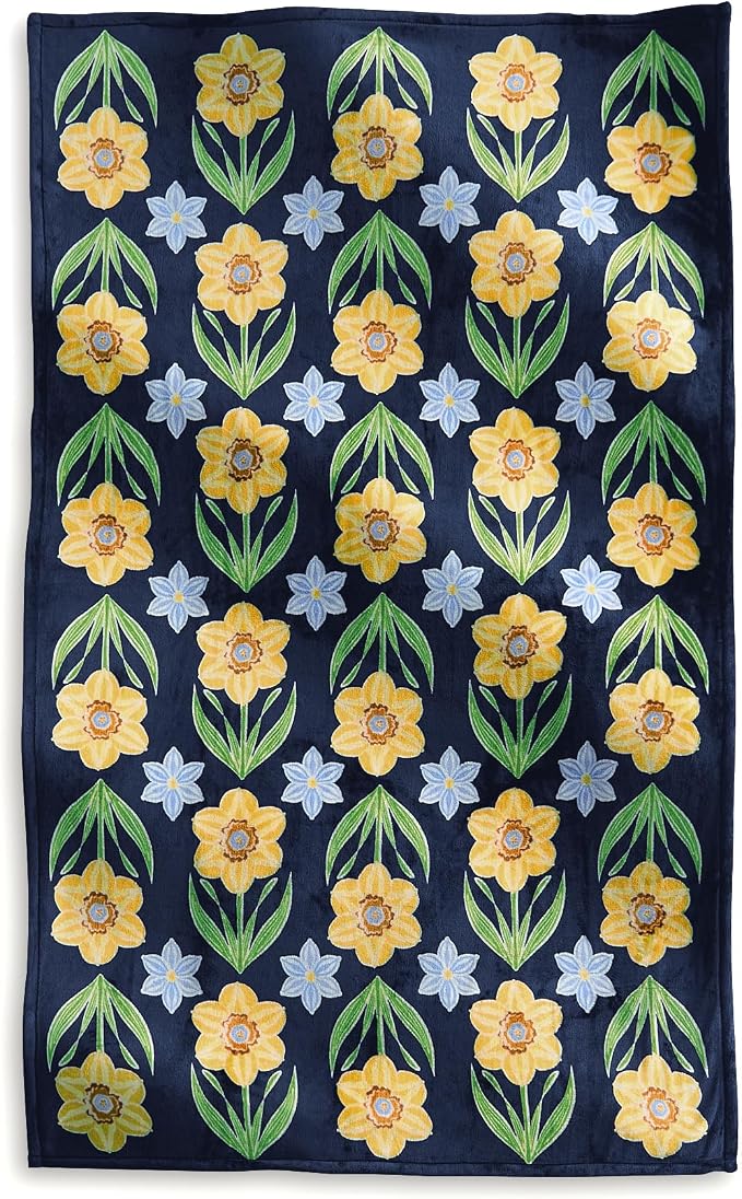 Vera Bradley Women's Fleece Plush Throw Blanket, Daffodils Subtle, One Size