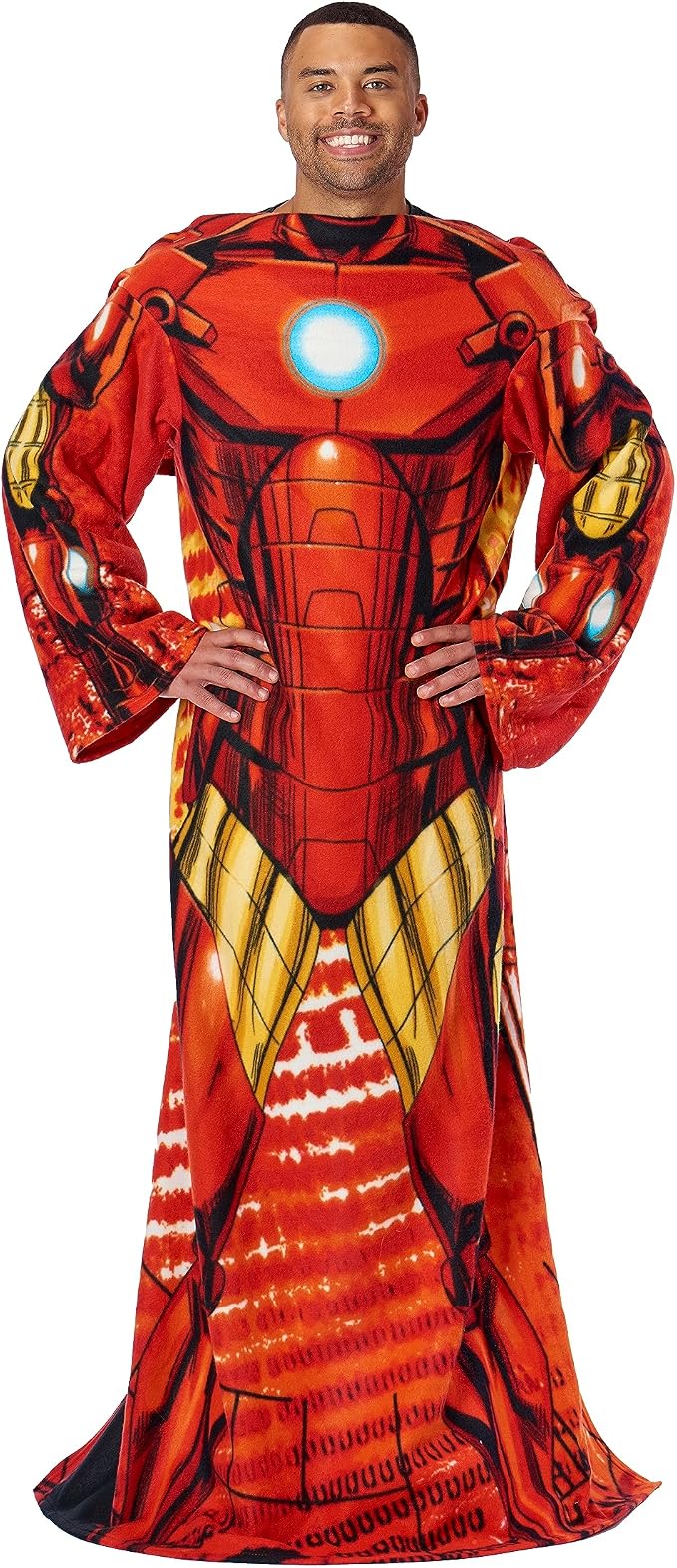 Northwest Marvel Avengers Iron Man Throw Adult Silk Touch Blanket with Sleeves 48" x 71"