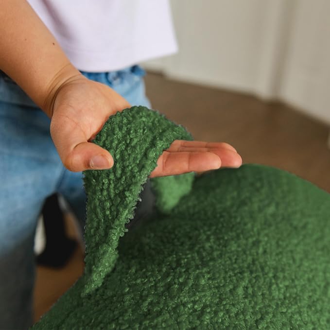 Big Joe Cloudberry Bean Bag Chair, Foam-Filled Structured Seat, Teddy Boucle, Matcha Green, Kids