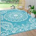 Pauwer Reversible Outdoor Rug, 6'x9', Waterproof Polypropylene Patio Mat, RV, Balcony, Deck, Beach, Picnic | Reversible Patio Rug, UV Resistant Indoor Outdoor RV Mat Carpet For Deck, Camper, Porch, Balcony, Backyard, Picnic, Foldable