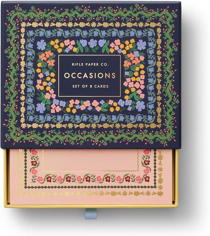 RIFLE PAPER CO. Wildwood Thank You Keepsake Card Boxed Set of 8, 4.25" L x 5.5" W Blank Interior Lets Your Thoughtful Handwritten Note Take Center Stage, Crafted in the USA