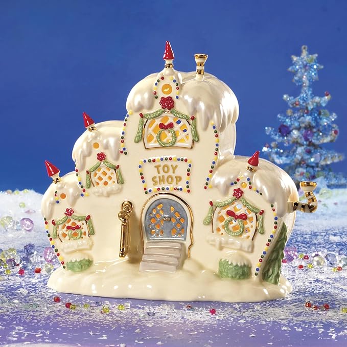 Lenox Dr. Seuss Who-Ville Toy Store Christmas Figurine | porcelain with 24k gold accents | 6.75 x 6.75 x 4.5 inch size | collectible gift for grinch fans | 6.75 inch