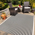 Collive Black and White Outdoor Rug, 5x8ft Striped Outdoor Rug, Reversible Washable Patio Rugs, Cotton Hand Woven Indoor Area Rug Floor Carpet for Outdoor Indoor Porch