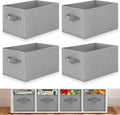 Yinder 4 Pcs Cube Storage Bin Gray 14''x10''x8'' Storage Bins for Playroom Decor Colorful Bins for Kids Foldable Baskets for Nursery Organizer Boxes Fabric Boxes