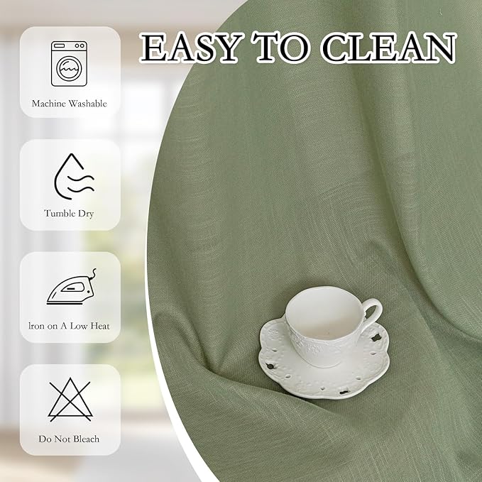 MYSKY HOME Sage Green Curtains 96 Inches Long - Image 8