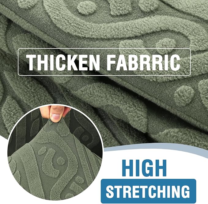 H.VERSAILTEX Couch Covers 1 Piece High Stretch Sofa Covers Furniture Protector Anti-Slip Soft Dogs Slipcovers Washable Upgrade Thick Jacquard Fabric with Spiral Pattern(75"-85", Sea Grass)