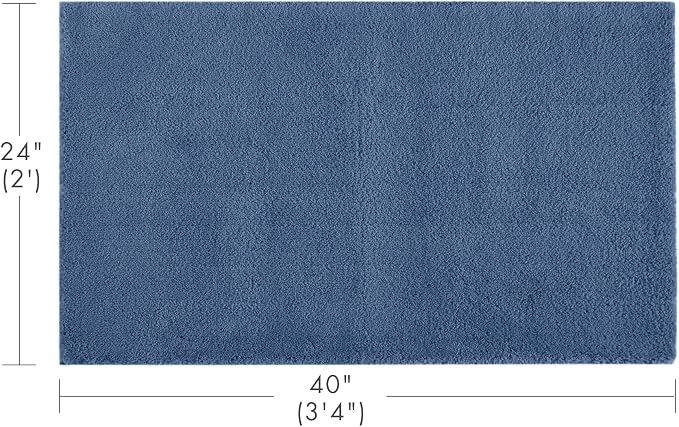 Madison Park Signature Marshmallow Bathroom Rug Non Slip, Luxrurious Plush Bath Mat, Absorbent, Quick Dry, Spa Design Bath Room Décor, 24x40, Navy | Non slip Backing, Spa Quality Luxurious Plush Bath Mat for Bathroom, Quick Dry, OEKO TEX
