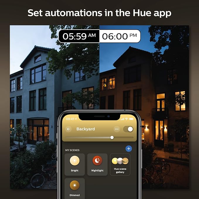 Philips Hue Lucca Outdoor Smart Wall Light, Black - E26 White and Color Ambiance LED Color-Changing Bulb - 1 Pack - Requires Hue Bridge - Control with Hue App and Voice - Weatherproof