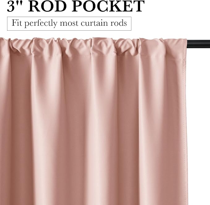 RYB HOME 100% Blackout Short Curtains for Small Window, Thermal Insulated Total Room Darkening Noise Reducing Curtains for Kitchen Bathroom Basement, 52 inches Wide by 36 inches Long, Peach Pink