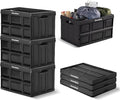 CleverMade Collapsible Storage Bins, 62L, 3 Pack, Obsidian | Extra-large bins support 100 lb for groceries, tools, and gear. They stack securely and fold to 2.75 inches for storage.