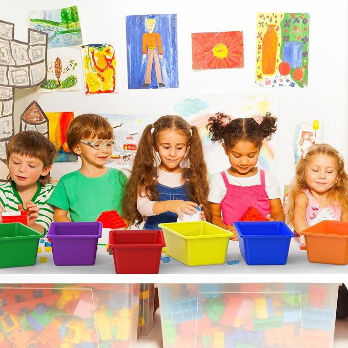 6 Pcs Plastic Small Cubby Bins Books Bins Toy Storage Bins Classroom Storage Organizer Containers for Office Classroom Home (6)