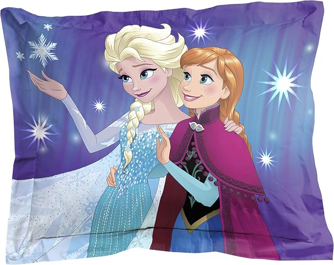 Disney Frozen Elsa Full Size Comforter Set 7 Piece Kids Bedding, Purple | Anna Bed in a Bag, Comforter Sheets Shams Pillowcases, Official Brand, Soft Microfiber, Machine Washable, Girls Gift