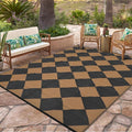 GarveeLife 9x18 Outdoor Rug for Patio Reversible, Plastic Straw Rug Waterproof Camping Rug Portable, Foldable Lightweight Mat for RV, Patio, Backyard, Deck, Picnic, Beach (Black/Brown)