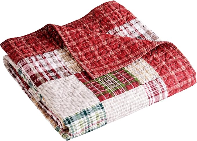 Greenland Home Oxford 100% Cotton Throw Blanket, Red