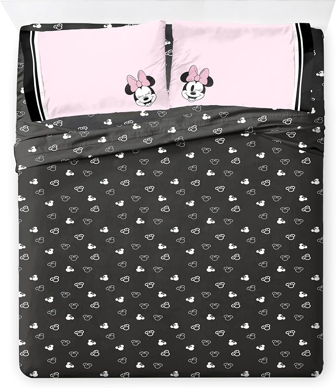Jay Franco Kids Comforter Set Includes Sheets and Pillow Covers - Soft and Cozy Bed Set for Stylish Room Decor, Official Licensed Bedding, Multi - Minnie Mouse, 7 Piece Queen