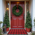 Buffalo Plaid Area Rug, Checkered Rug 3x5 Ft, Black and Red Rug, Washable Cotton Mat for Front Porch, Entryway, Kitchen, Living Room, Christmas Decor