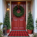 Buffalo Plaid Area Rug, Checkered Rug 27.5x43 Inches, Black and Red Rug, Washable Cotton Mat for Front Porch, Entryway, Kitchen, Living Room, Christmas Decor