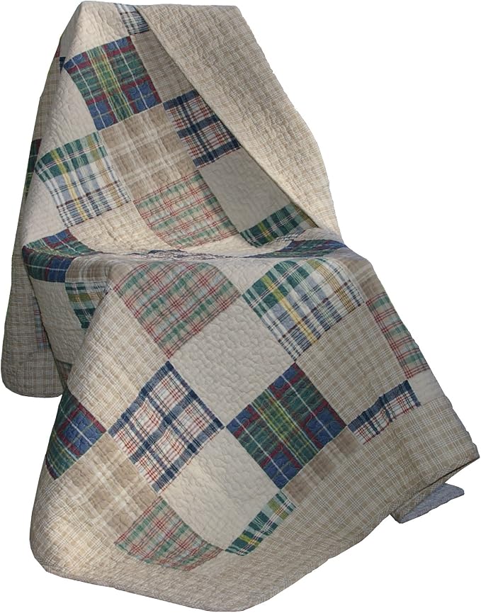 Greenland Home Oxford 100% Cotton Throw Blanket, Tan 50 x 60 in