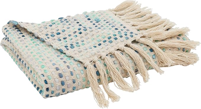SARO LIFESTYLE Han Collection Confetti Design Throw Blanket, 50" x 60", Blue