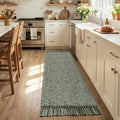 Collive 2' x 6' Kitchen Runner Rug, Modern Farmhouse Washable Bathroom Mat, Boho Sage Green Hallway Runner Rugs Hand-Woven Reversible Bedroom Carpet for Laundry Entryway Home Decor