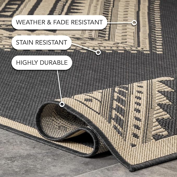 Nuloom Outdoor Performance Collection Landry Charcoal/Ivory, 5' x 8', Soft, High Traffic, Stain Resistant, Easy Clean, Durable Area Rug for Indoor/Outdoor Patio, Deck, Porch, Garden, Courtyard