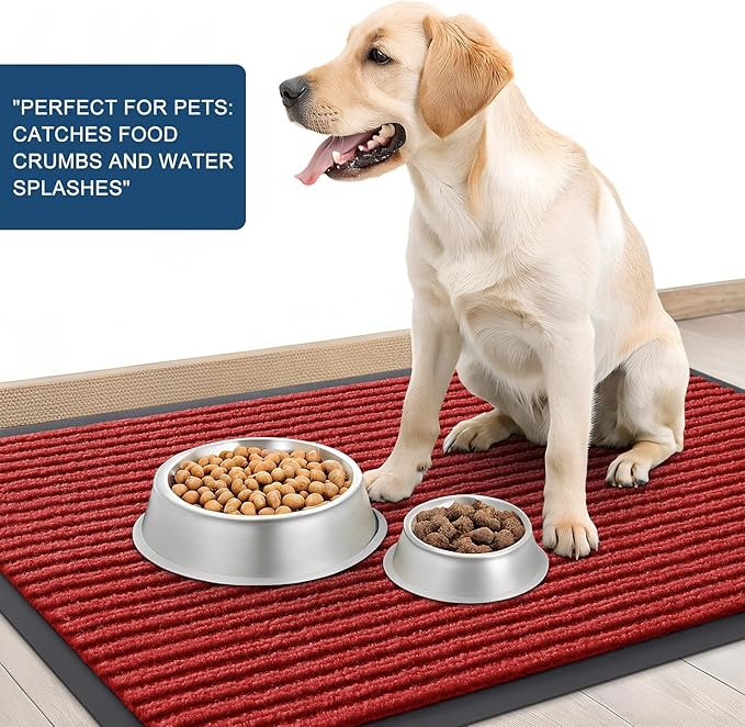 OLANLY Front Door Mat Indoor Outdoor Entrance, Waterproof Heavy Duty Doormat, Fade Resistant, Low Profile, Easy Clean Patio Porch Welcome Floor Mats for Entry, 47x17, Red