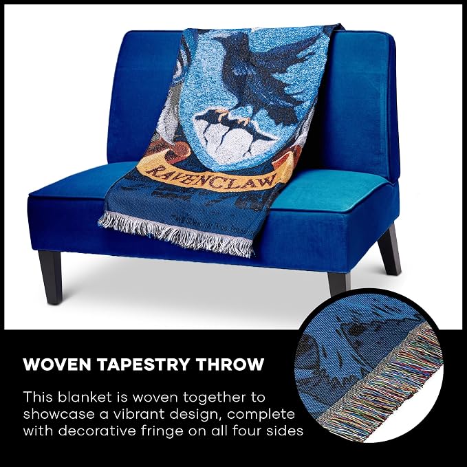 Northwest Harry Potter Woven Tapestry Throw Blanket, Designer Home Décor, Modern, Unique Gift, 48" x 60", Ravenclaw Crest (Pack of 6)
