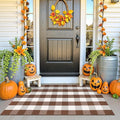 Collive 3x5 Buffalo Plaid Checkered Outdoor Rug, Fall Autumn Decor Door Mat, Coffee and White Washable Front Doormat Outside Entrance, Layered Welcome Mat Porch Area Rugs for Entryway Patio