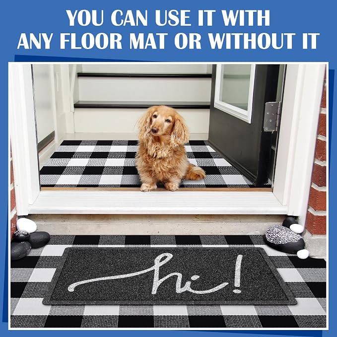 Geelin 2 Pcs 30'' x 18'' Doormat 43'' x 27.5'' Black and White Layered Rug for Front Door Mat Outside Entrance Welcome Door Mats for Indoor Outdoor Entryway Porch Decor(Hi)